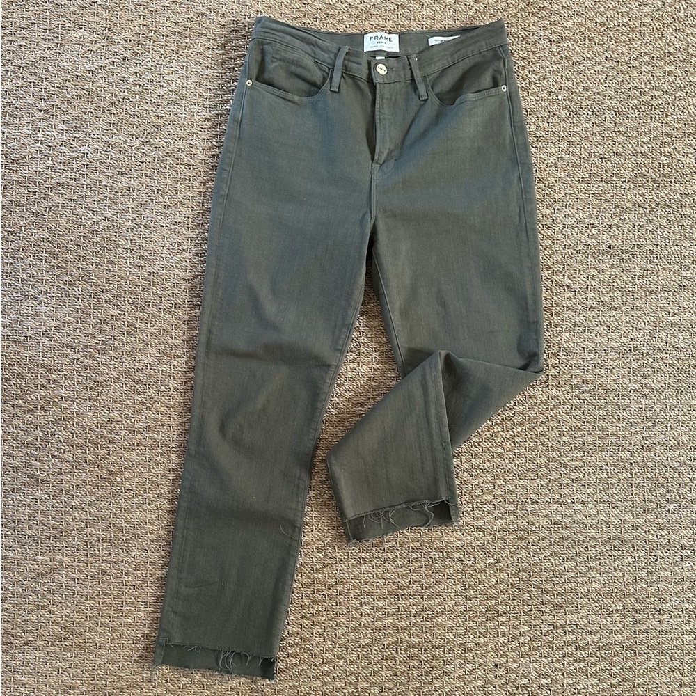 Frame Denim Le High Straight Jean, Size 29 with Stepped Frayed Hem